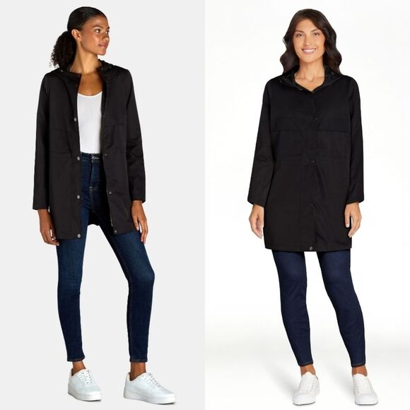 🩵NWT Black Anorak Lightweight Hooded Rain Jacket Large - Picture 3 of 14